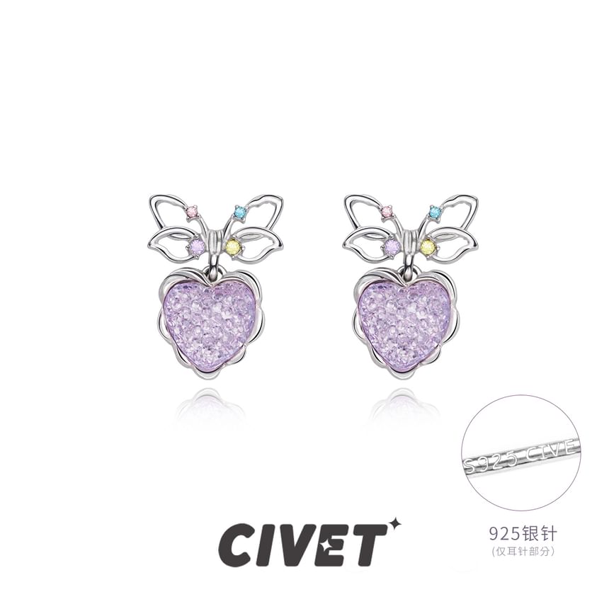 Bow Heart Alloy Drop Earring