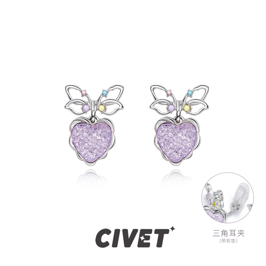 Bow Heart Alloy Drop Earring
