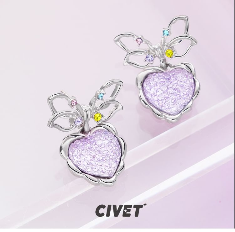 Bow Heart Alloy Drop Earring