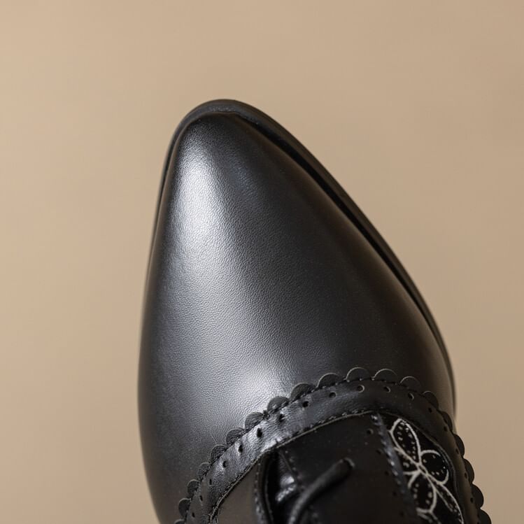 Heel Boots Block Short Lace