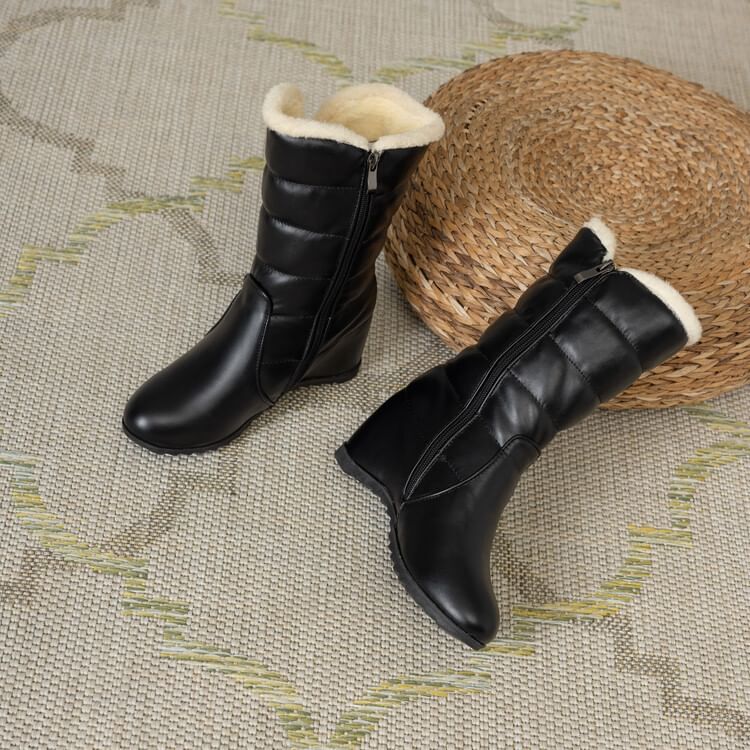 Heel Snow Buckle Short Boots Heart Wedge