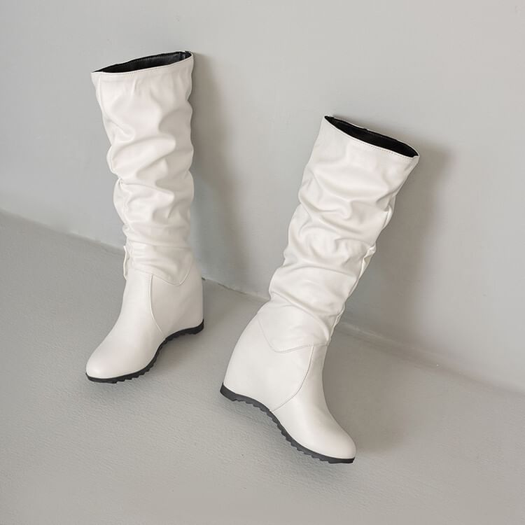 Hidden Tall Faux Wedge Leather Boots