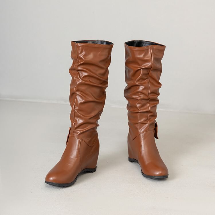 Hidden Tall Faux Wedge Leather Boots