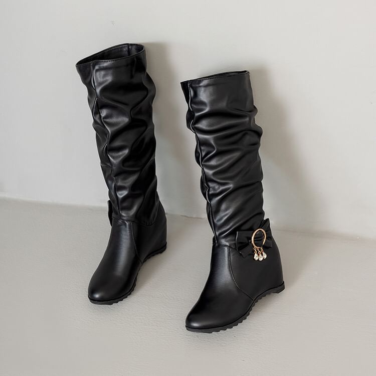 Hidden Tall Faux Wedge Leather Boots