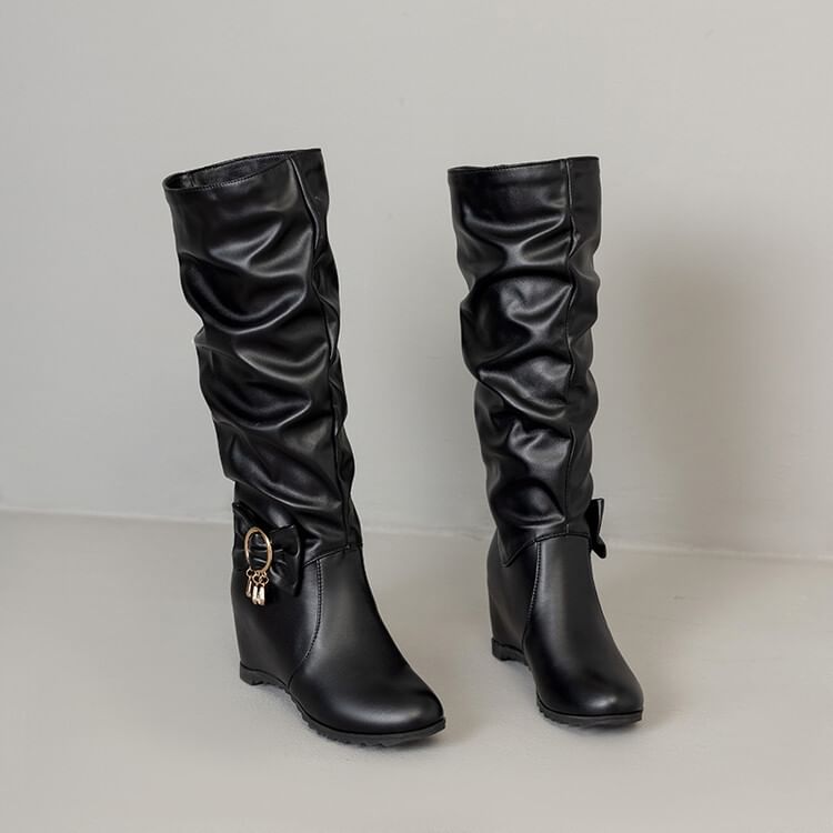 Hidden Tall Faux Wedge Leather Boots
