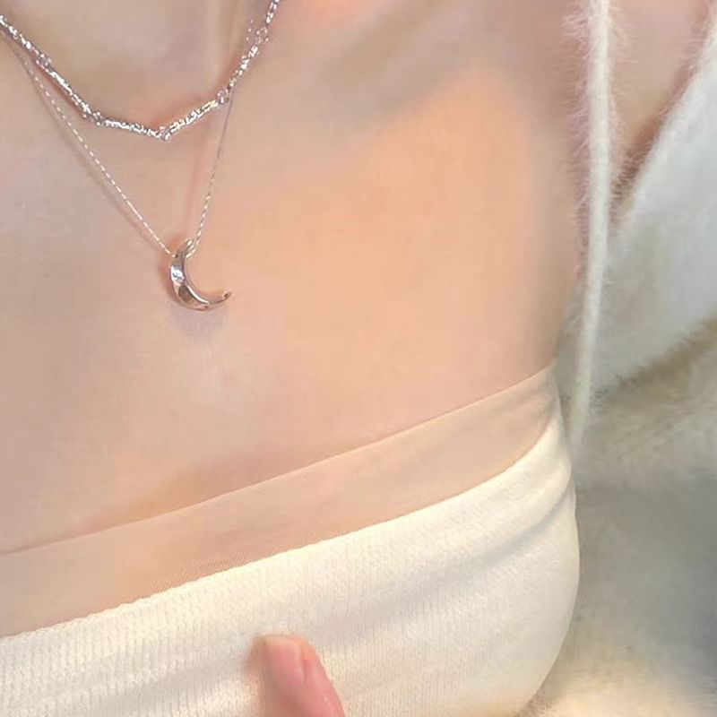 Necklace Pendant Heart Moon /