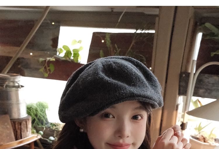 Plain Knit Cap Newsboy