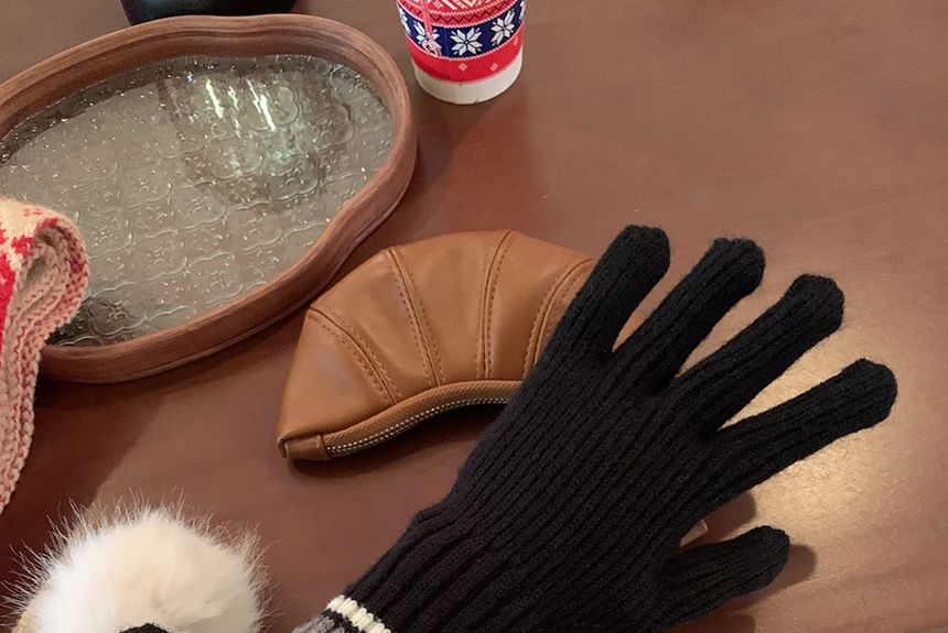 Knit Gloves Color Block