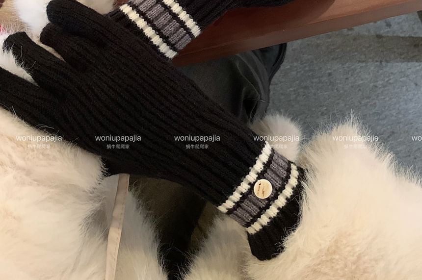 Knit Gloves Color Block