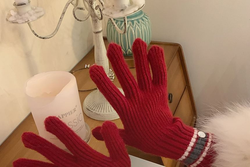 Knit Gloves Color Block