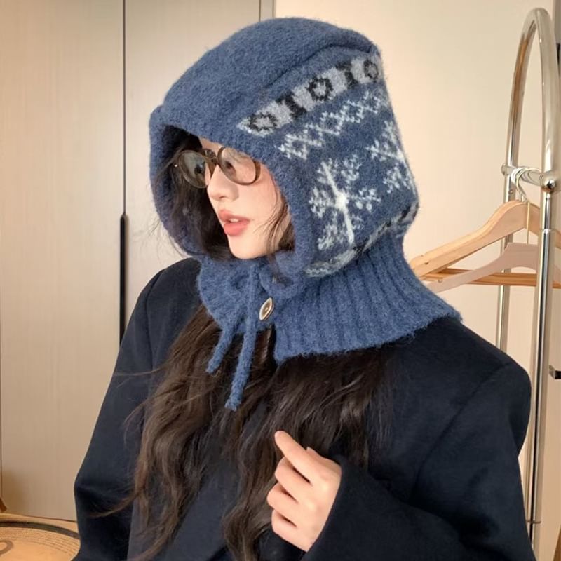 Knit Balaclava Print Snowflake