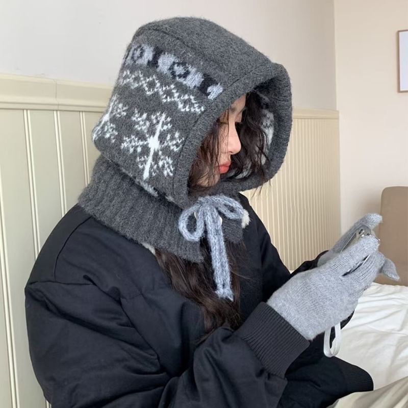 Knit Balaclava Print Snowflake