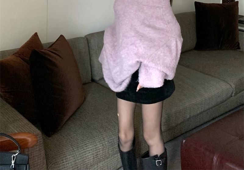 Oversized Plain Drop Shoulder Off Belt / Sweater