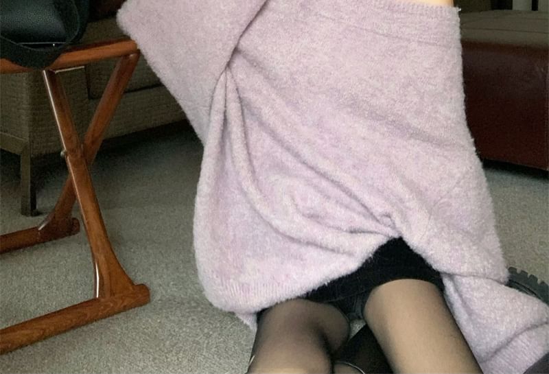 Oversized Plain Drop Shoulder Off Belt / Sweater