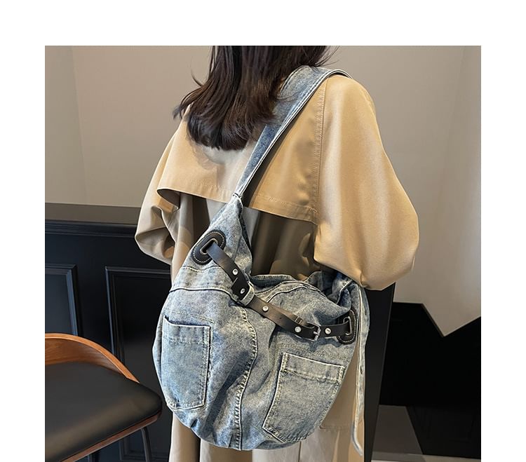 Crossbody Washed Bag Buckled Denim