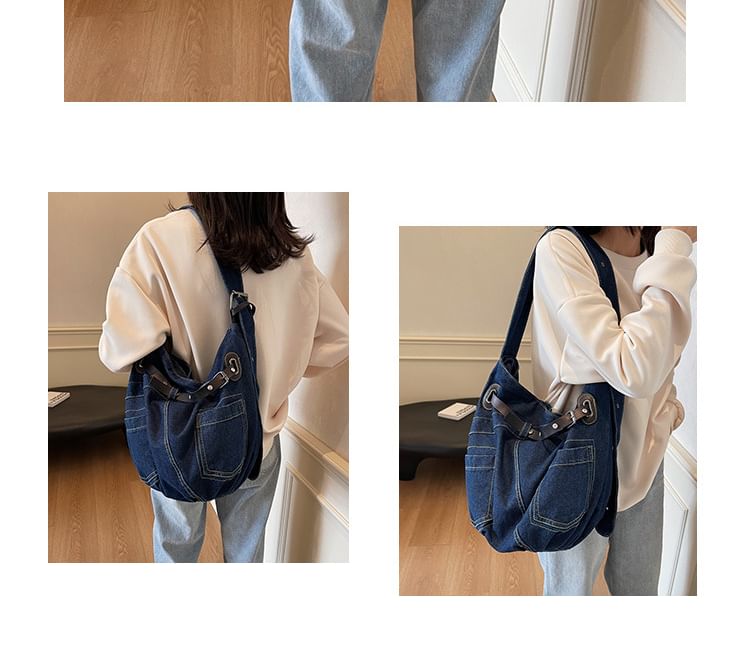 Crossbody Washed Bag Buckled Denim