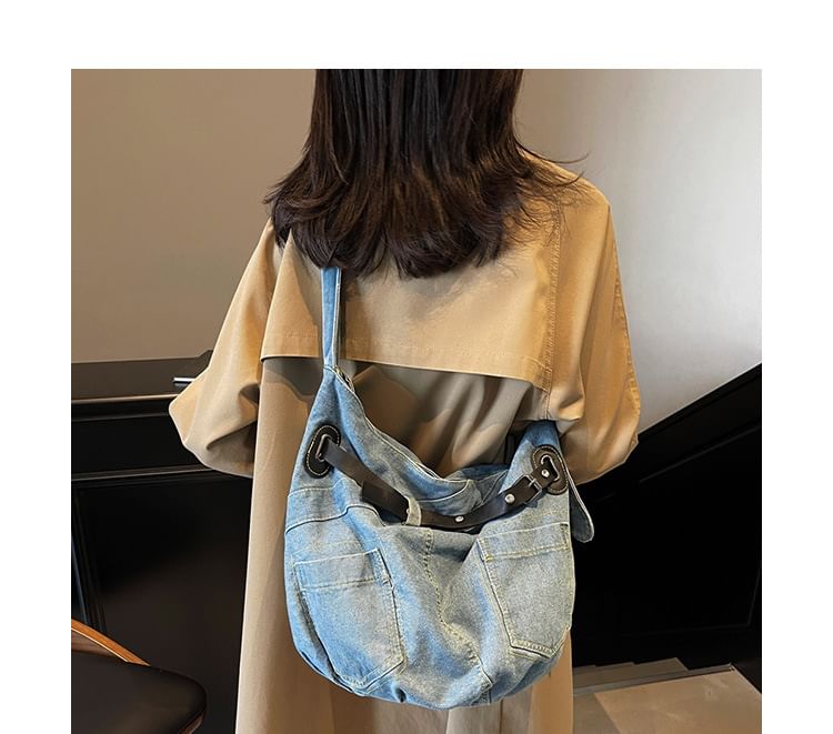 Crossbody Washed Bag Buckled Denim