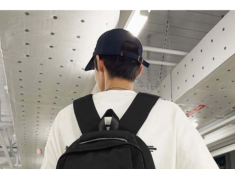 Bag Nylon Set Backpack Laptop Buckled Charm Plain /