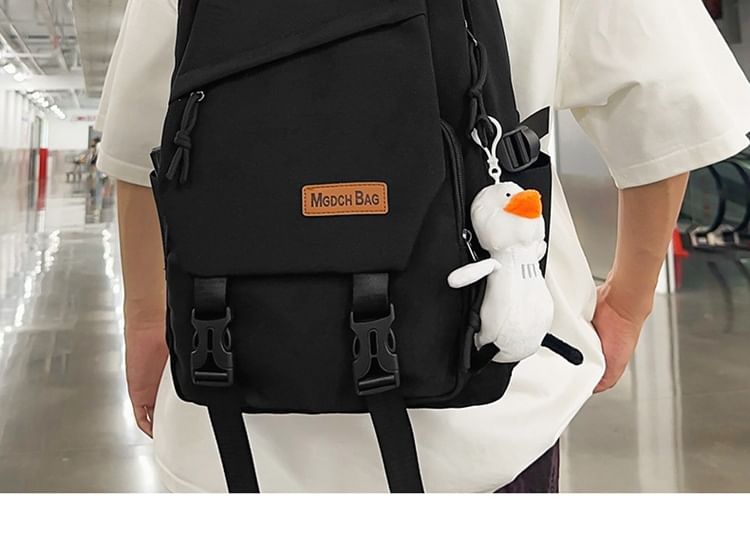 Bag Nylon Set Backpack Laptop Buckled Charm Plain /