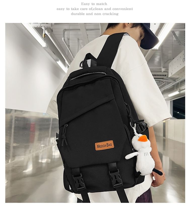 Bag Nylon Set Backpack Laptop Buckled Charm Plain /