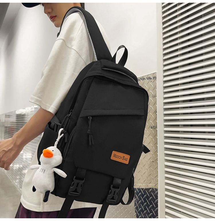 Bag Nylon Set Backpack Laptop Buckled Charm Plain /