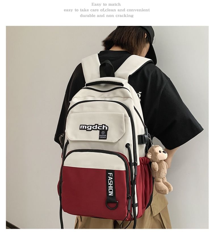 Nylon Tone Bag Lettering Set Laptop Tote Print Backpack Charm / Two