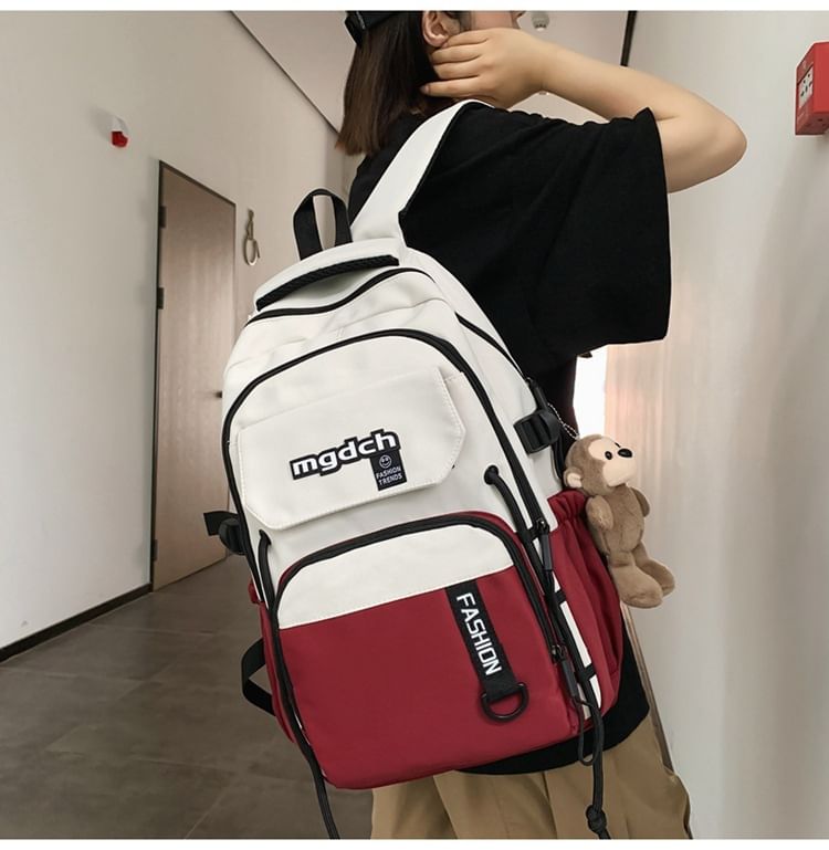 Nylon Tone Bag Lettering Set Laptop Tote Print Backpack Charm / Two