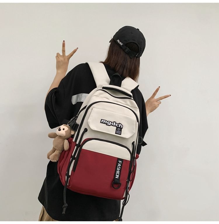 Nylon Tone Bag Lettering Set Laptop Tote Print Backpack Charm / Two