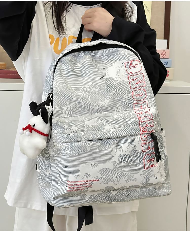 Nylon Backpack Charm Print Set Lettering / Bag Laptop