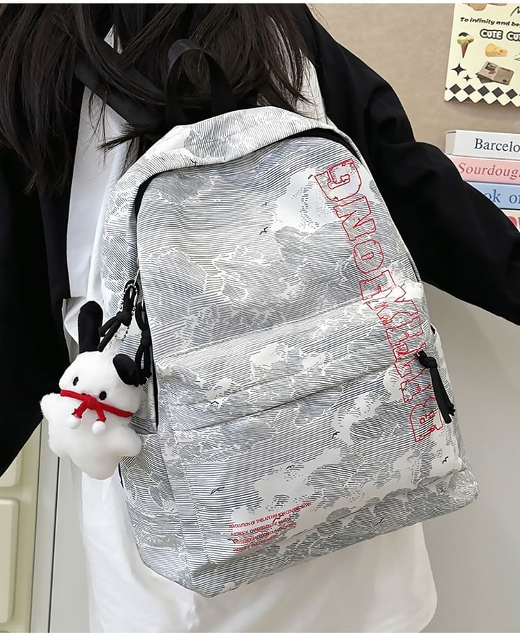 Nylon Backpack Charm Print Set Lettering / Bag Laptop