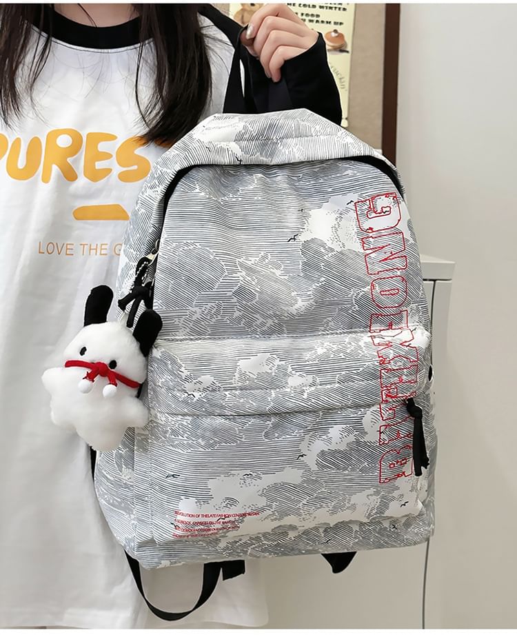 Nylon Backpack Charm Print Set Lettering / Bag Laptop