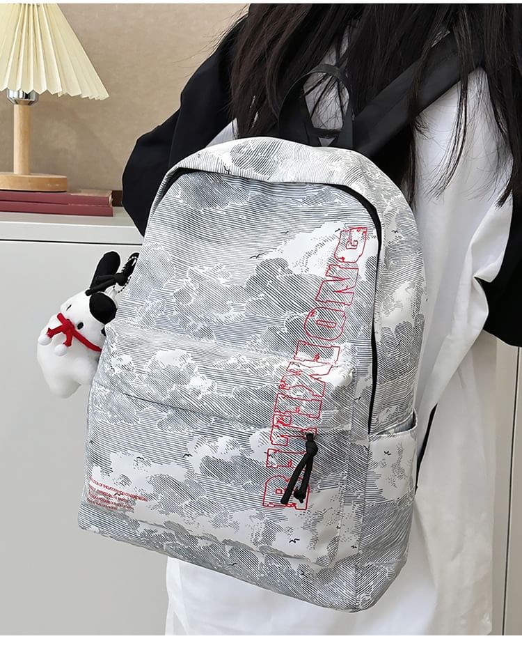 Nylon Backpack Charm Print Set Lettering / Bag Laptop