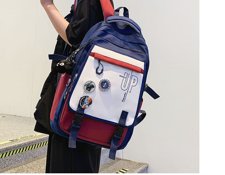 Nylon Print Backpack Laptop Lettering