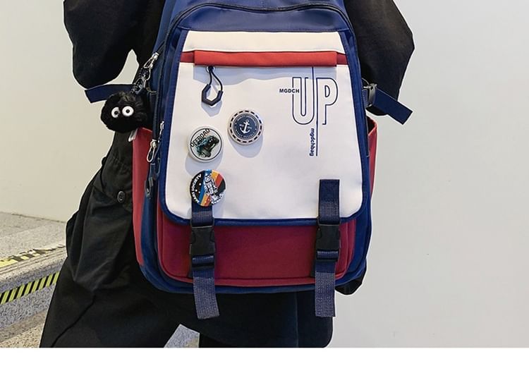 Nylon Print Backpack Laptop Lettering