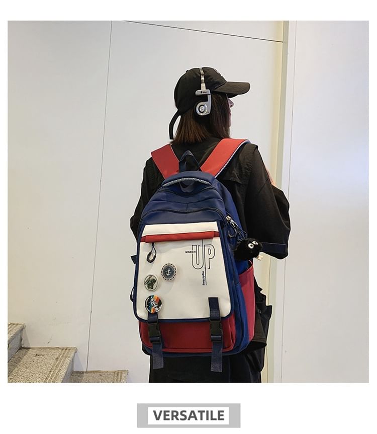 Nylon Print Backpack Laptop Lettering