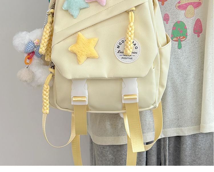 Set Laptop / Lettering Bag Star Backpack Badge Charm Nylon Applique