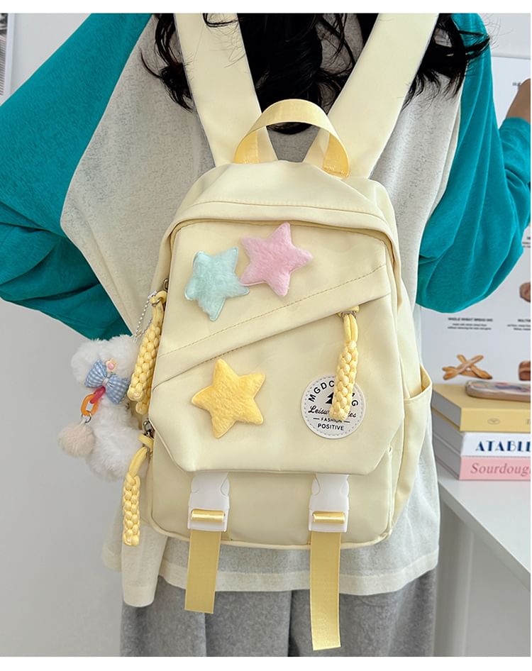 Set Laptop / Lettering Bag Star Backpack Badge Charm Nylon Applique