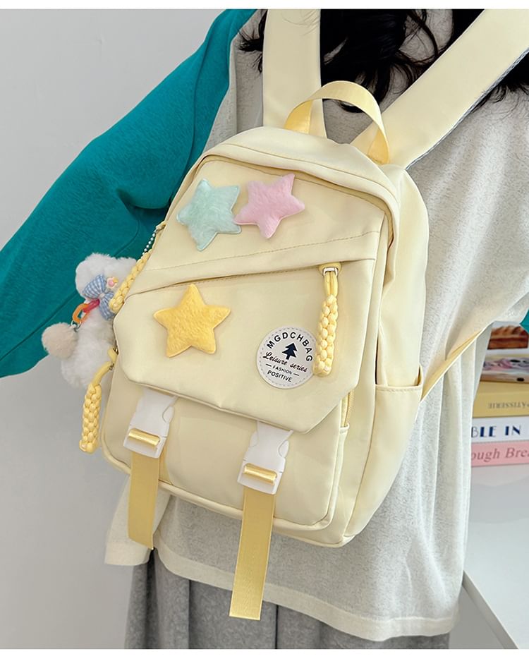 Set Laptop / Lettering Bag Star Backpack Badge Charm Nylon Applique