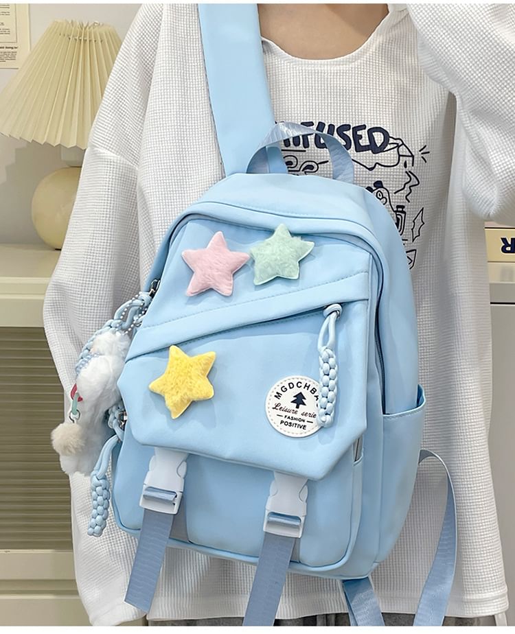 Set Laptop / Lettering Bag Star Backpack Badge Charm Nylon Applique