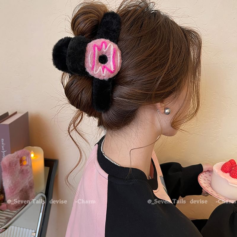 Acrylic Donut Chenille Hair Claw Clip