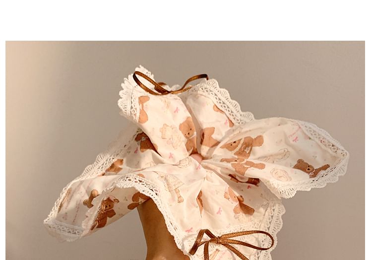 Lace Trim Bow Scrunchie