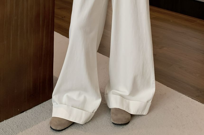 High Rise Plain Wide Leg Jeans