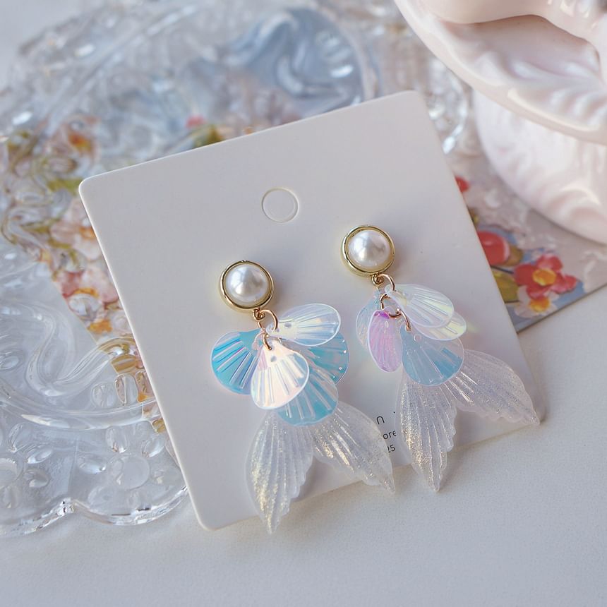 / Tail Drop Pearl Mermaid Clip-On Earring Faux