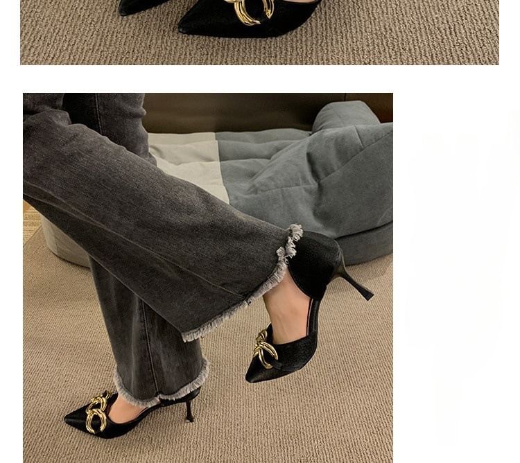 Toe Pointed D'Orsay Pumps Stiletto Chained