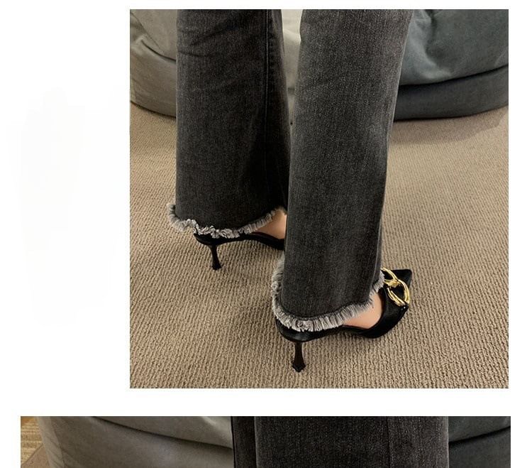 Toe Pointed D'Orsay Pumps Stiletto Chained