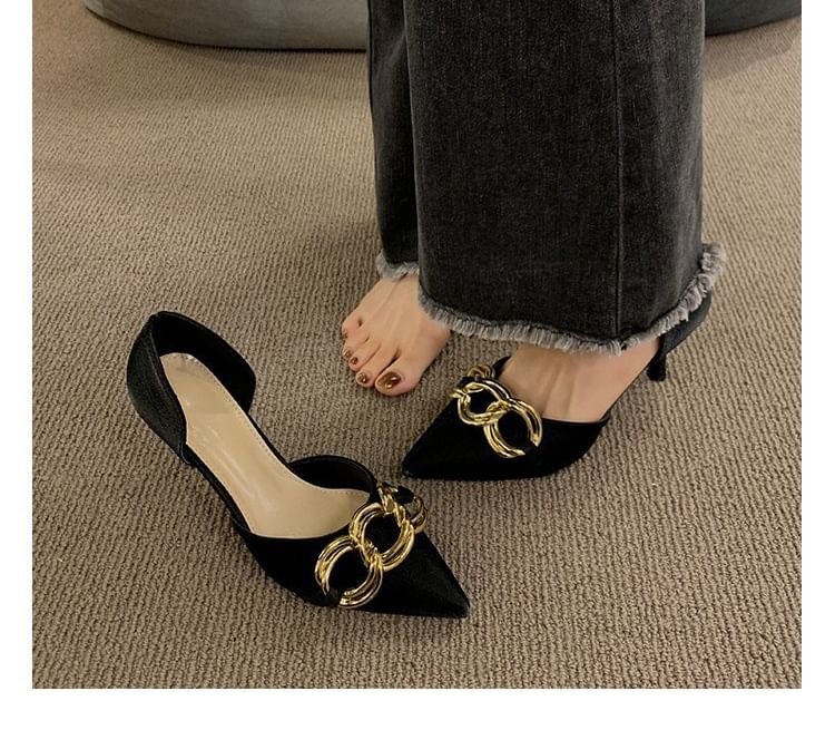 Toe Pointed D'Orsay Pumps Stiletto Chained