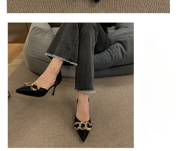 Toe Pointed D'Orsay Pumps Stiletto Chained