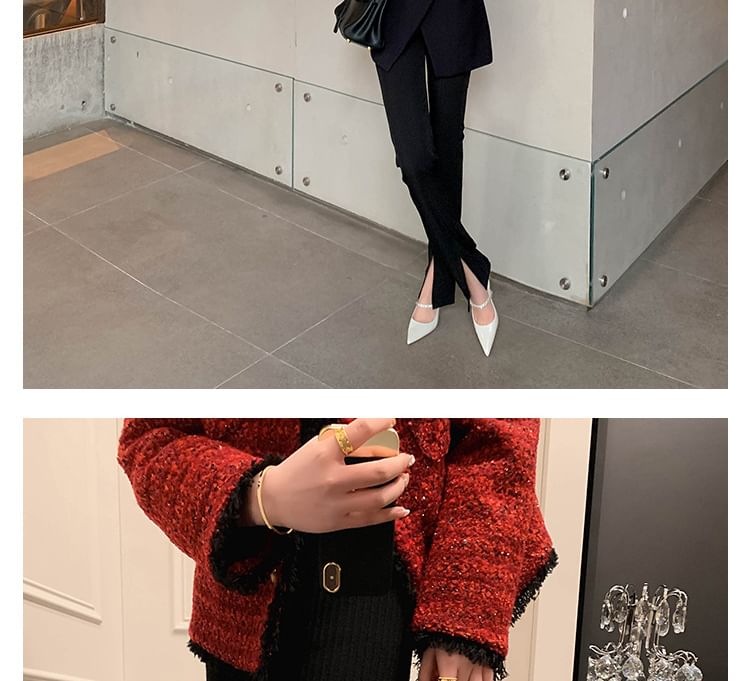 Accent Leather Toe Slingback Rhinestone Stiletto Pointed Sandals Patent