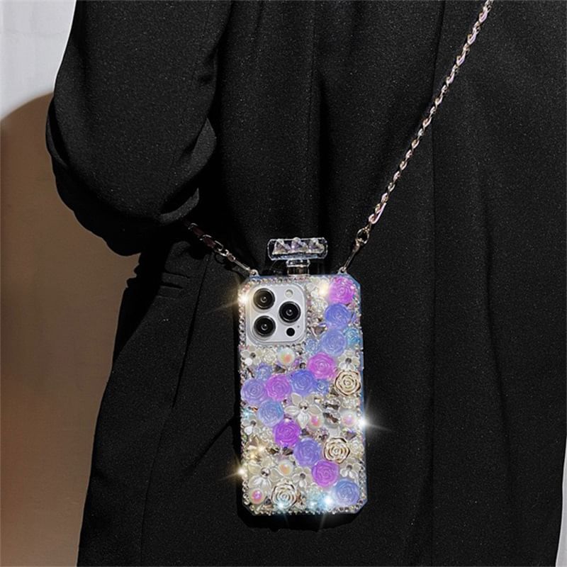 Rhinestone Lanyard Case Phone Galaxy Rose