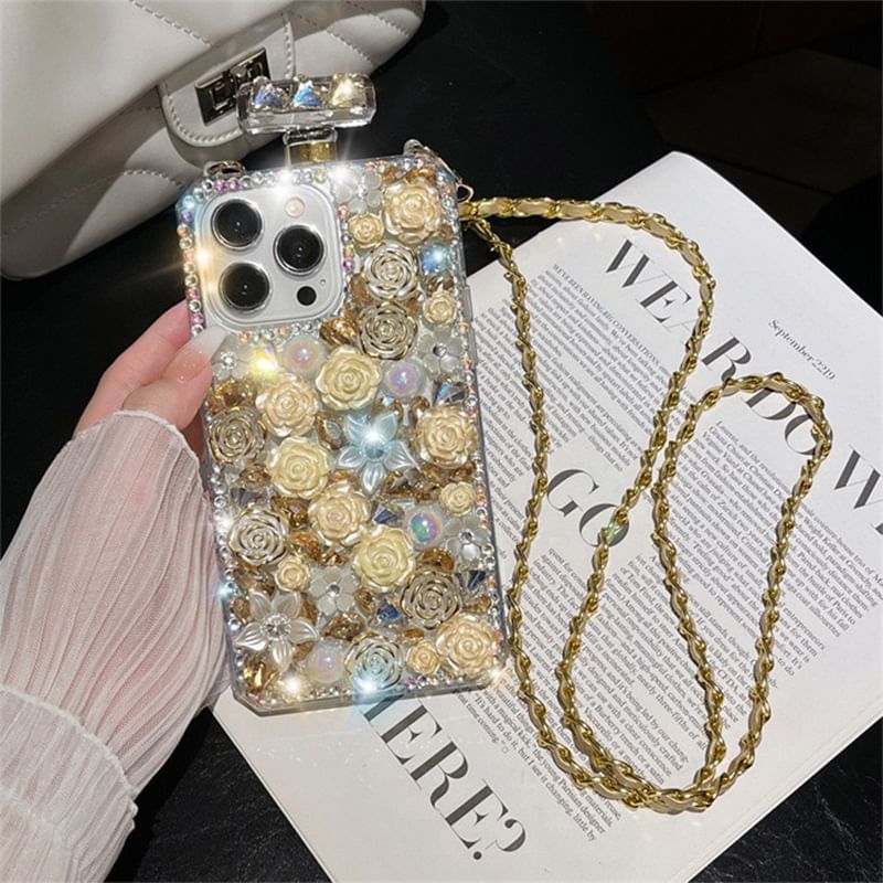 Rhinestone Lanyard Case Phone Galaxy Rose
